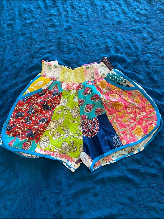 India Boutique Pants - India Boutique Multicolor Patchwork Elastic Waist Shorts